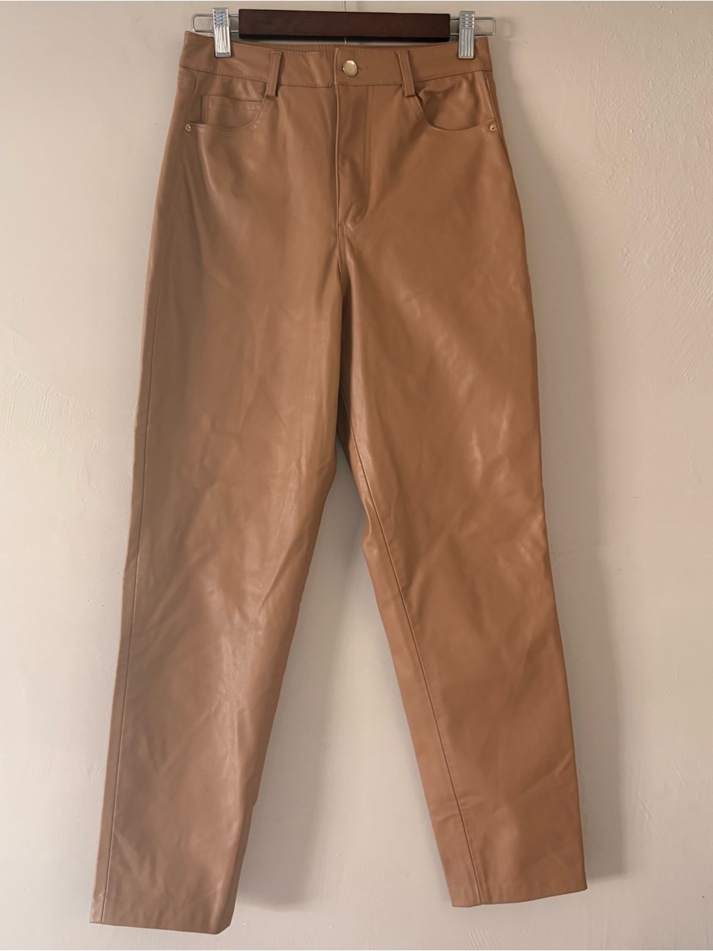 Zara faux leather brown pants 2